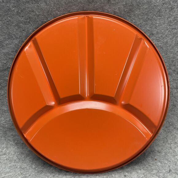 Vtg Set of 6 Fondue Sushi Divided Round Enameled Plates Japan Mustard Orange Gre - Picture 3 of 8